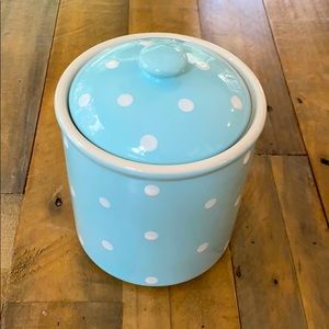 Spode blue white polka dot hand painted canister